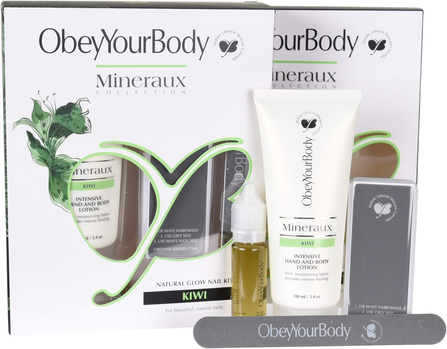 ObeyYourBody Nail Care Kit Hand and Nail Care Manicure Set Kiwi Set of 2