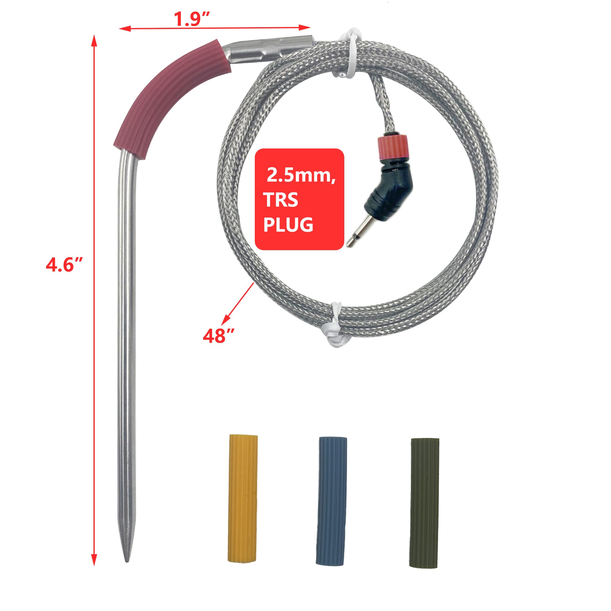 4 confezioni di sonde di temperatura Pro per carne, ricambio per griglie Weber, igrill, Connect Smart Grilling Hub, lavabili, 4 sonde per termometro alimentare con 4 supporti per sonda.