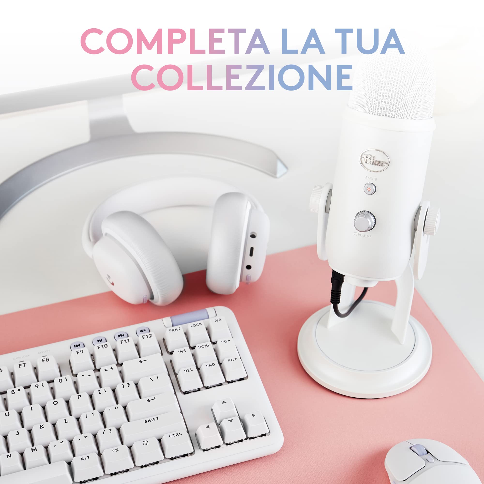 Logitech G Blue Yeti USB Gaming Mikrofon Streaming Premiumqualität Blue VO!CE Software PC Podcast Studio Sonderedition Weiß