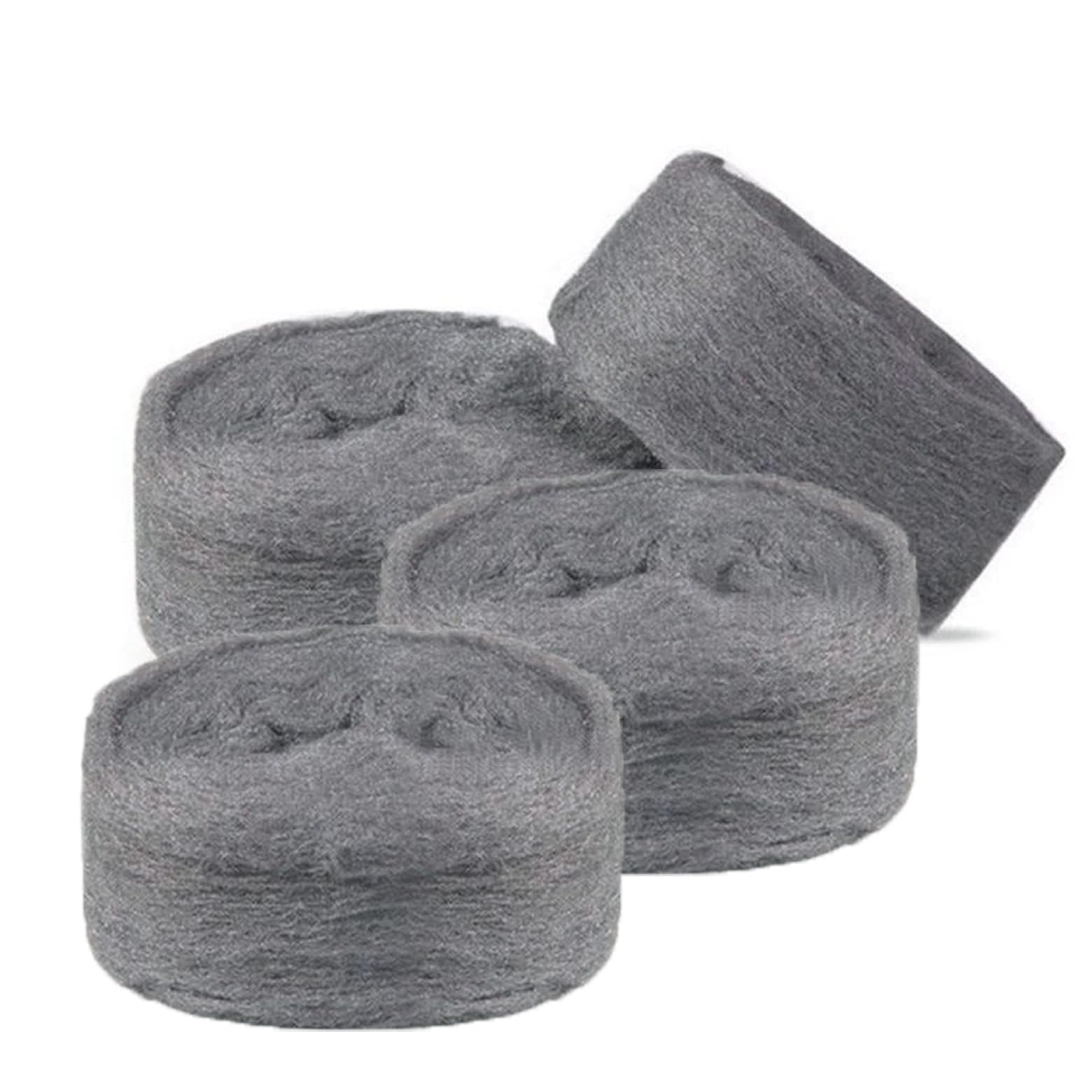 4 Pack Steel Wool Mice, Steel Wire Wool, 0000 Rodent Control Gaps Blocker Stainless Coarse Wire, Wall Hole Fill Fabric, Easy to Use Stop Rats and Mice Insect Pest, Removing Varnish, Rust, 2.3m/roll