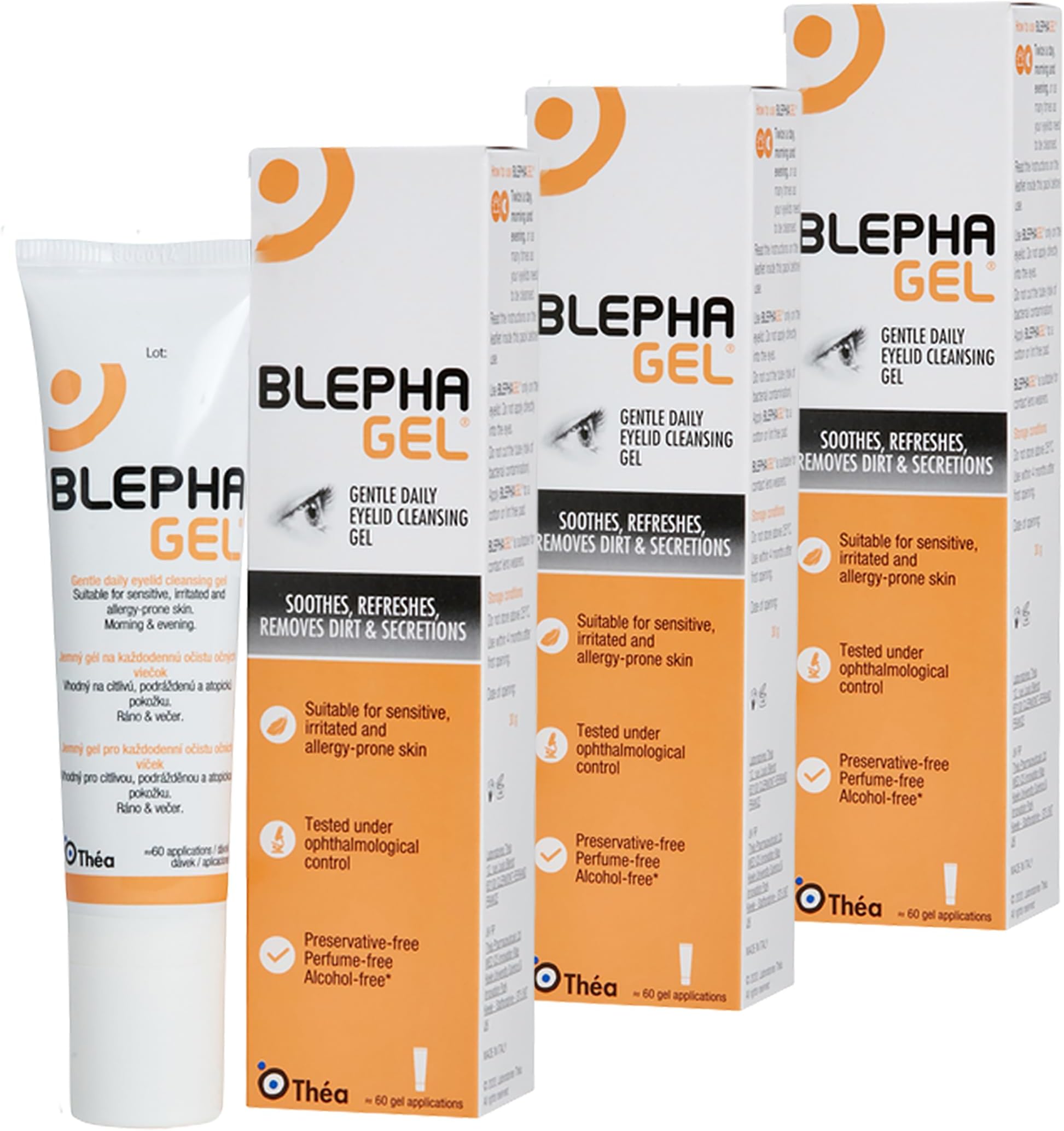 Blephagel Daily Eyelid Cleansing Gel | Gentle, Soothing Cleanser for Suitable for Sensitive Eyelids | Preservative-Free & Hypoallergenic Formula | 3 Pack | 3 x 30g Tube