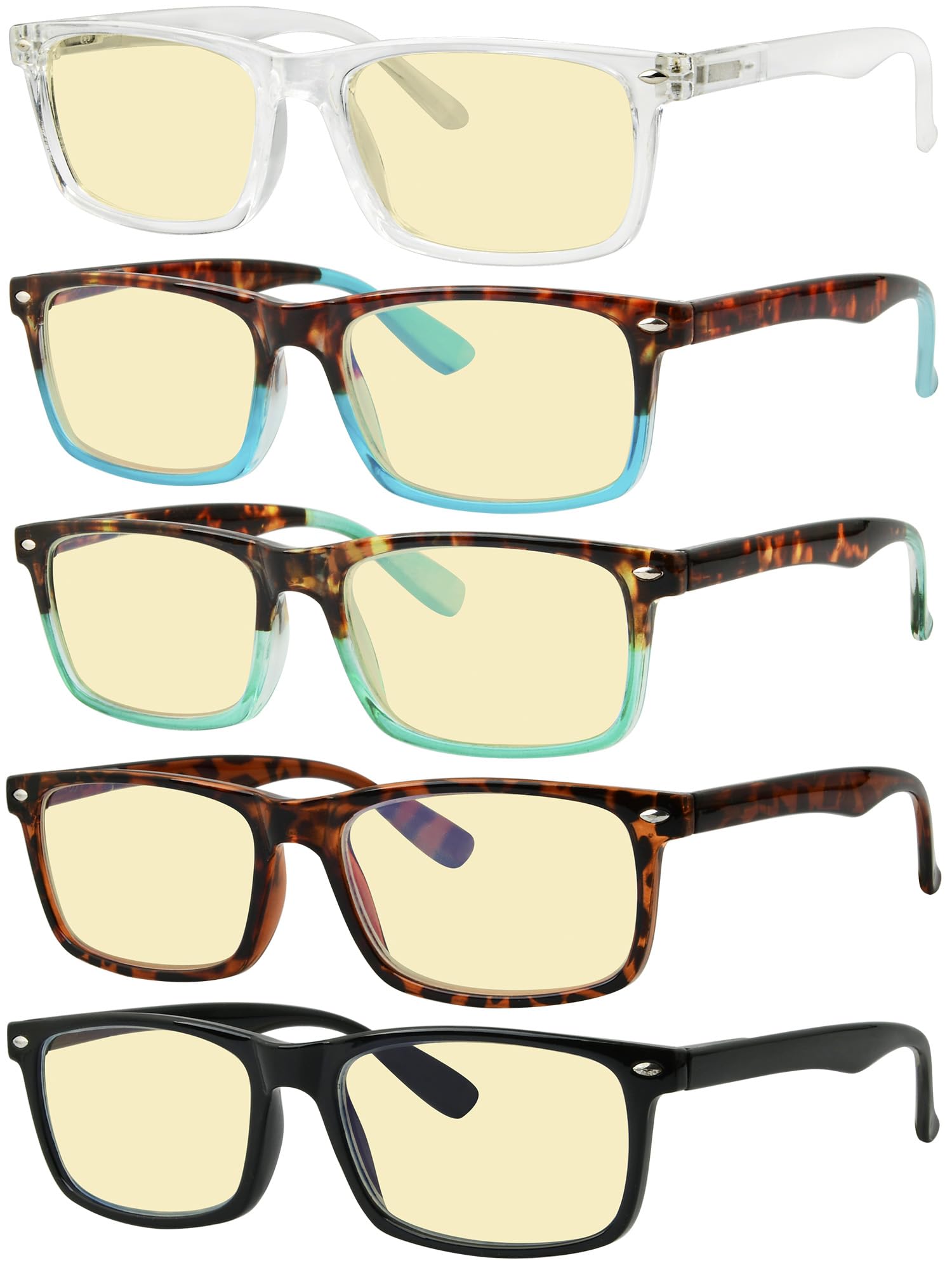 Eyekepper Multipack Yellow tinted Blue Light Blocking Reading Glasses for Women Men Readers Computer Eyeglasses