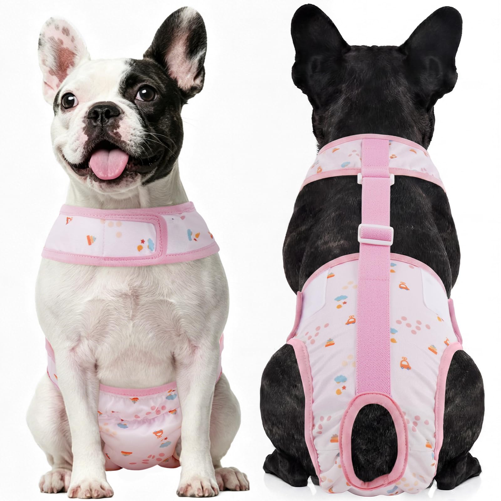 Kuoser Dog Diapers Female with Suspenders, Escape-Proof Doggie Diaper, XS