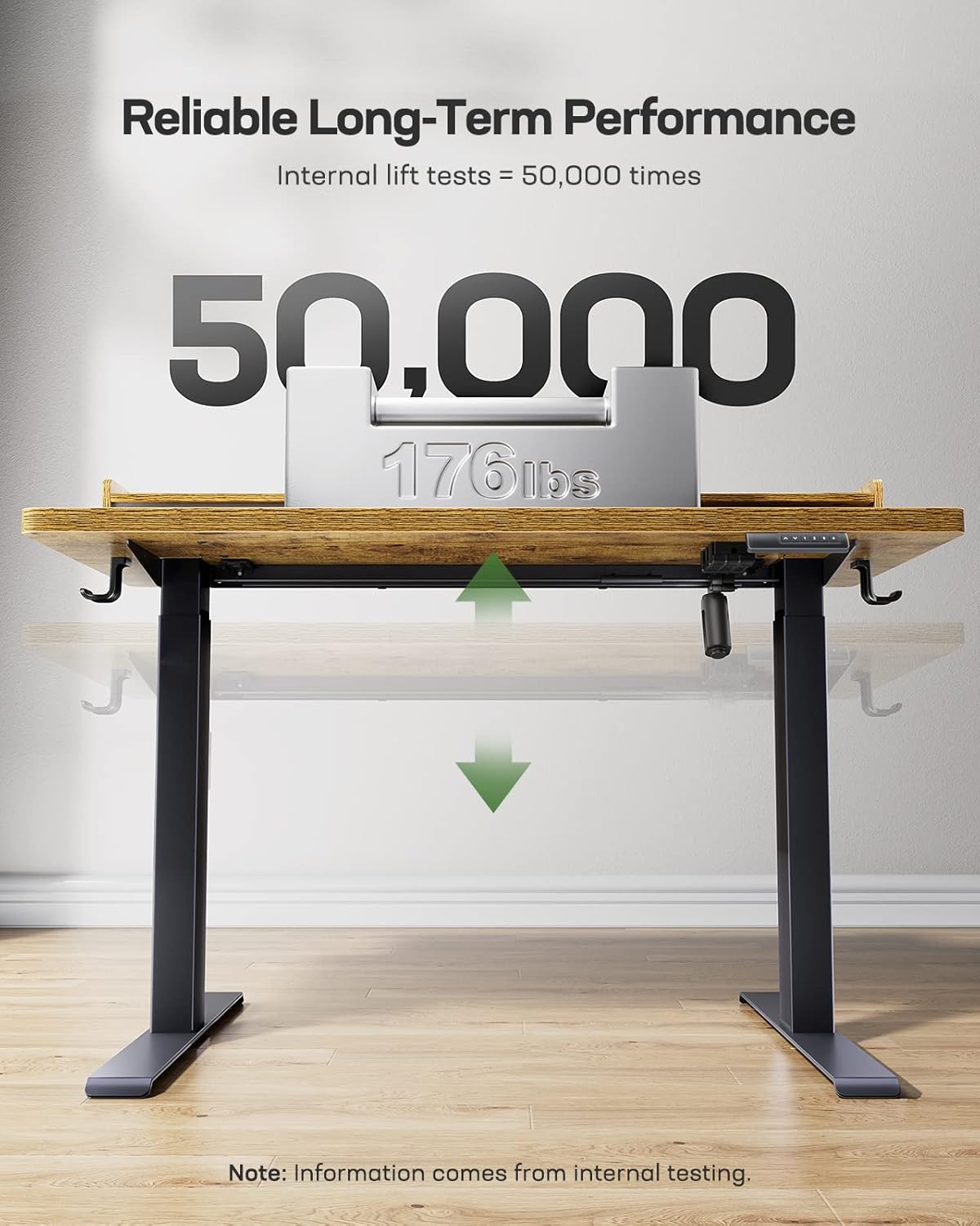 Marsail Electric Standing Desk with Dual Drawers, 48 x 24 Inches Height