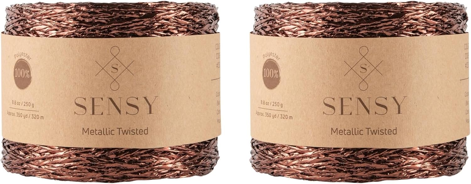 2 Skeins of Sensy Premium 350 Yards Metallic Twisted Twine Cord (Copper)
