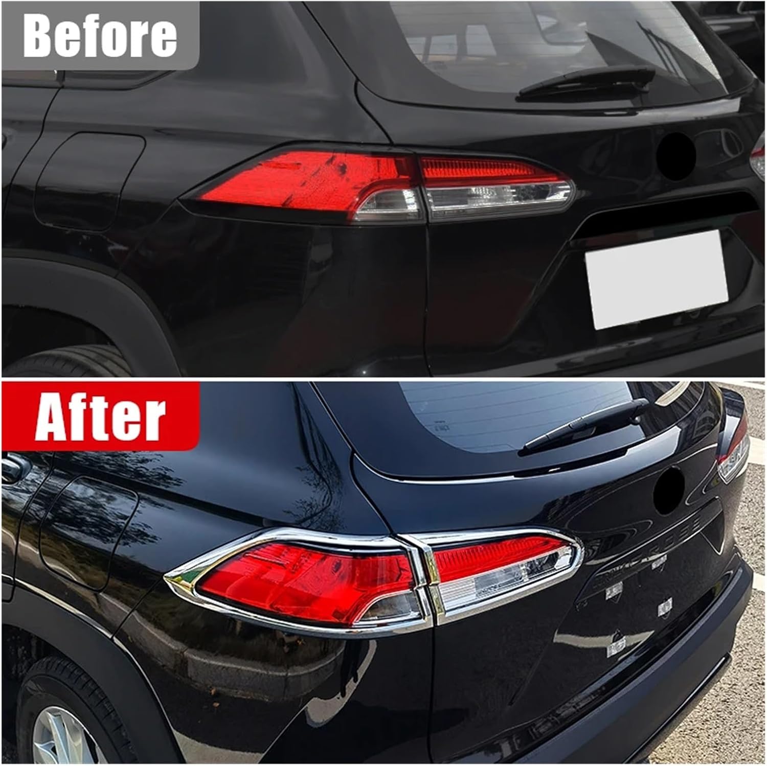 Compatible For Toyota Corolla Cross XG10 2021 2022 2023 Hybrid ABS Car Rear Tail Light Lamp Cover Frame Decor Trim Strip Sticker Accessorie(Black)