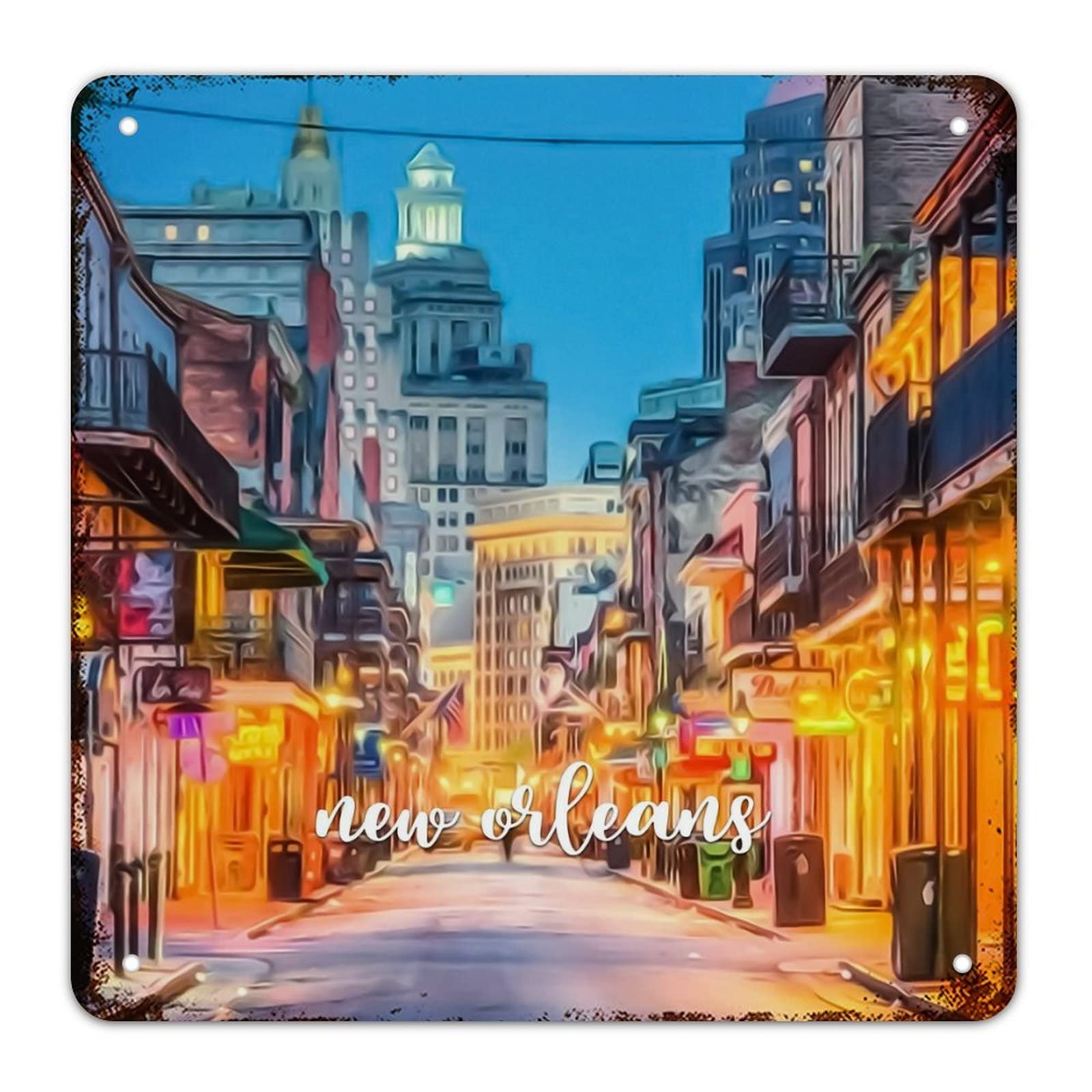Panneau métal Nouvelle-Orléans plaque vintage déco murale bar