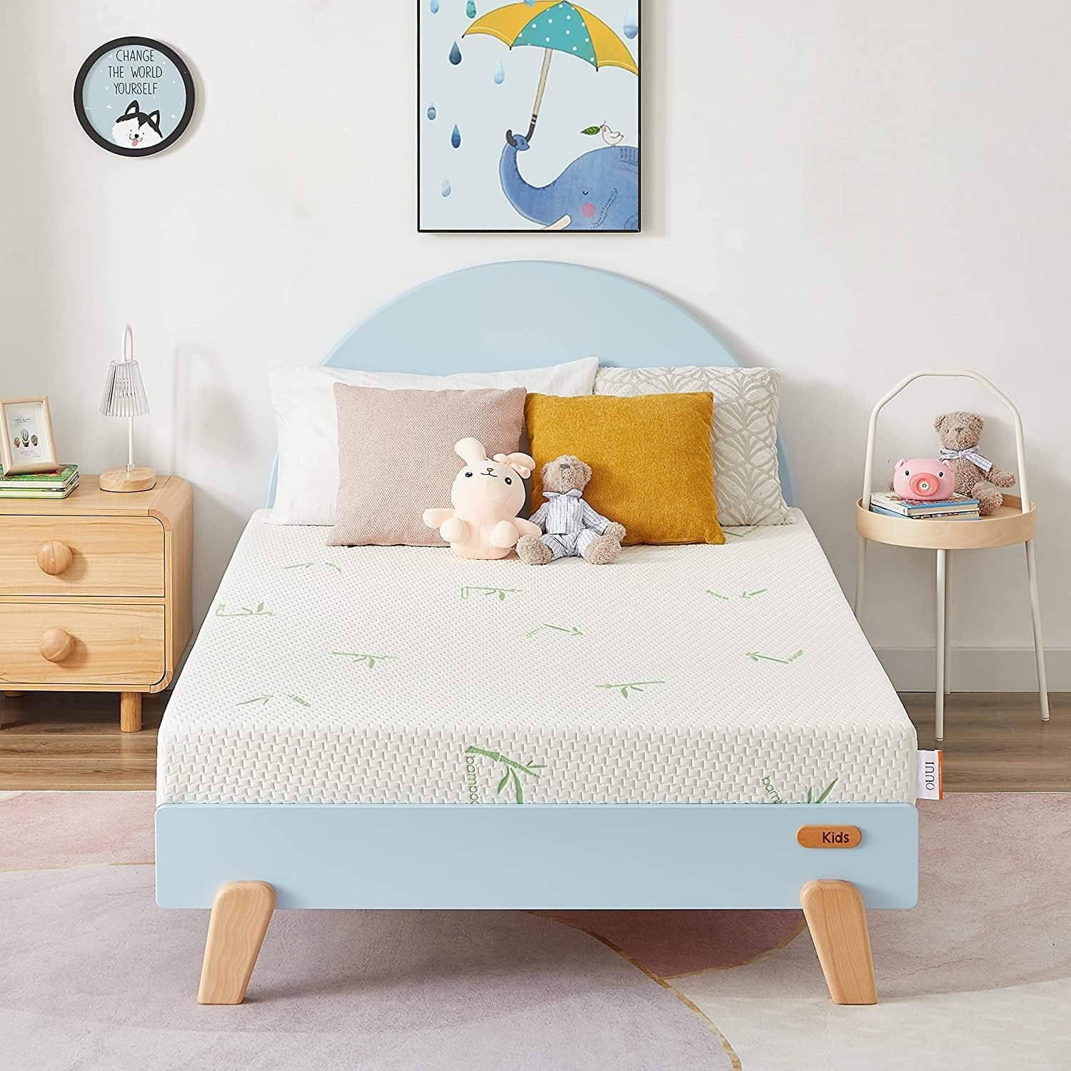8 Inch Twin Memory Foam Mattress with Breathable Bamboo Cover, Medium Firm Gel Mattress for Bunk Bed, Trundle Bed, CertiPUR-US Certified
