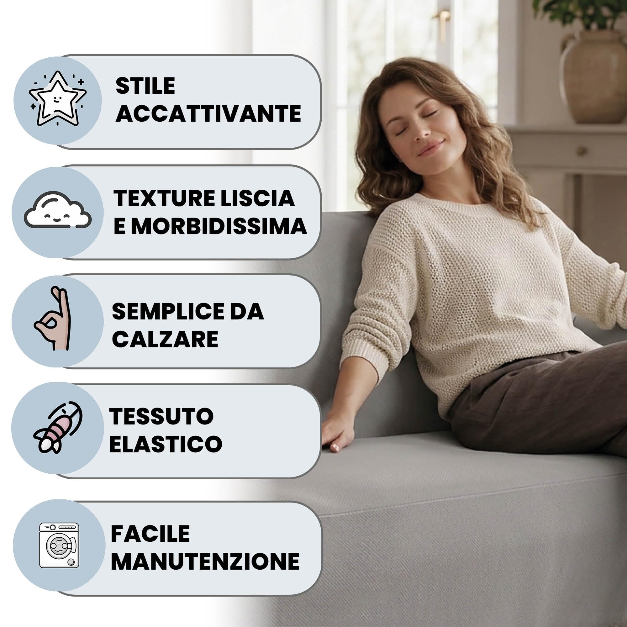 Italian Bed Linen Copridivano Elastico Dahlia – Proteggi Divano Elasticizzato 190–260 cm, 3 posti, Fodera Estensibile - Grigio Chiaro