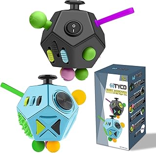 12 Sided Fidget Cube 2 Pack Fidget Dodecagon Toy Relieves Stress Game for Kids and Adults, Anxiety Anti and Kill Time for ADD, ADHD, OCD, Autism