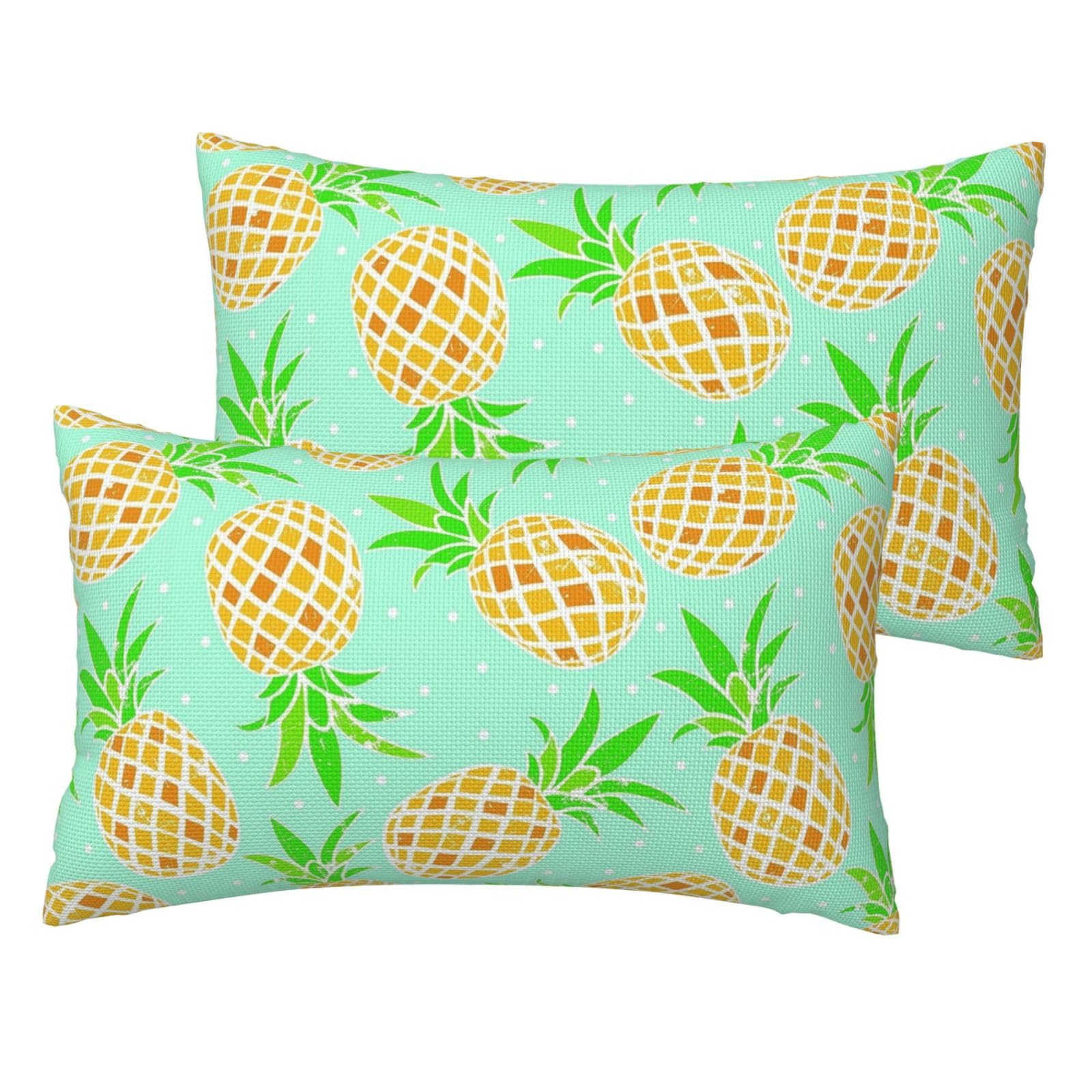 Taies d'oreiller imitation lin infroissables motif ananas vert pour en finir avec le linge terne