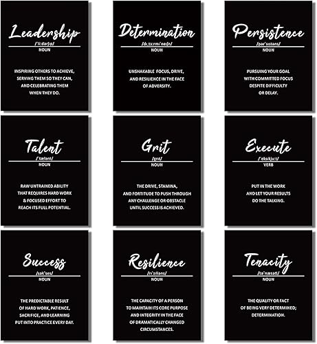 9 Pieces Inspirational Phrases Wall Art Prints Motivational Sayings Quote Poster Positive Print Decoration for Teens Adults Living Room Office