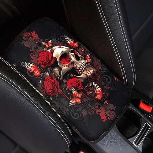 Miniatura 7 de Funda para reposabrazos de consola con estampado de flor de cerezo rosa, accesorios de automóvil para mujer, funda suave y cómoda para consola