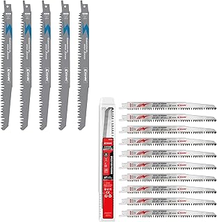 9-Inch 5TPI Wood Pruning Reciprocating Saw Blades, 10-Pack, Grey Steel, Universal Shank, Compatible with Wet Wood & Plastic Pipes
