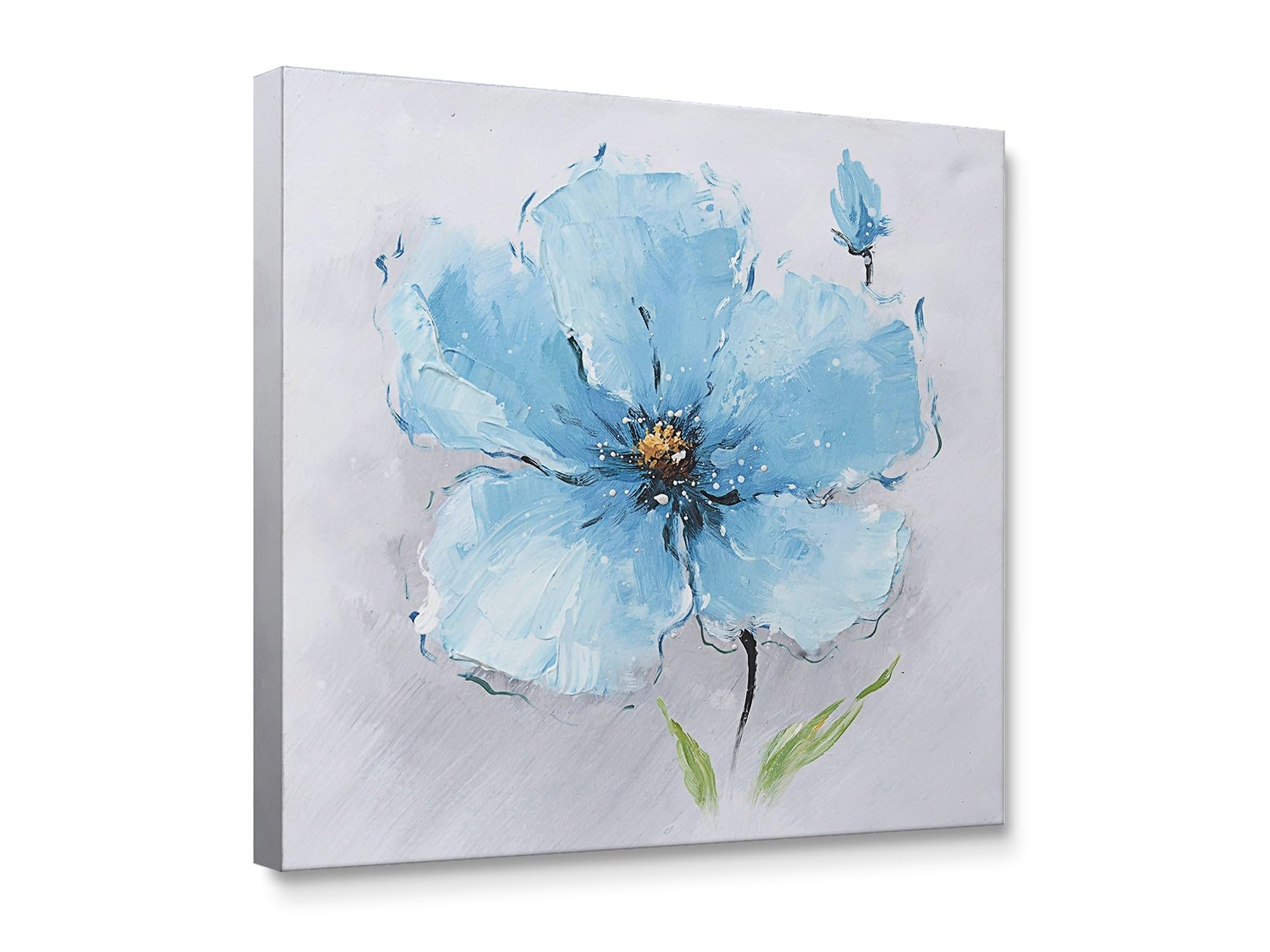 Niwo ARTBlue Poppies, Flower Canvas Wall Art Home Decor,Framed Ready to Hang