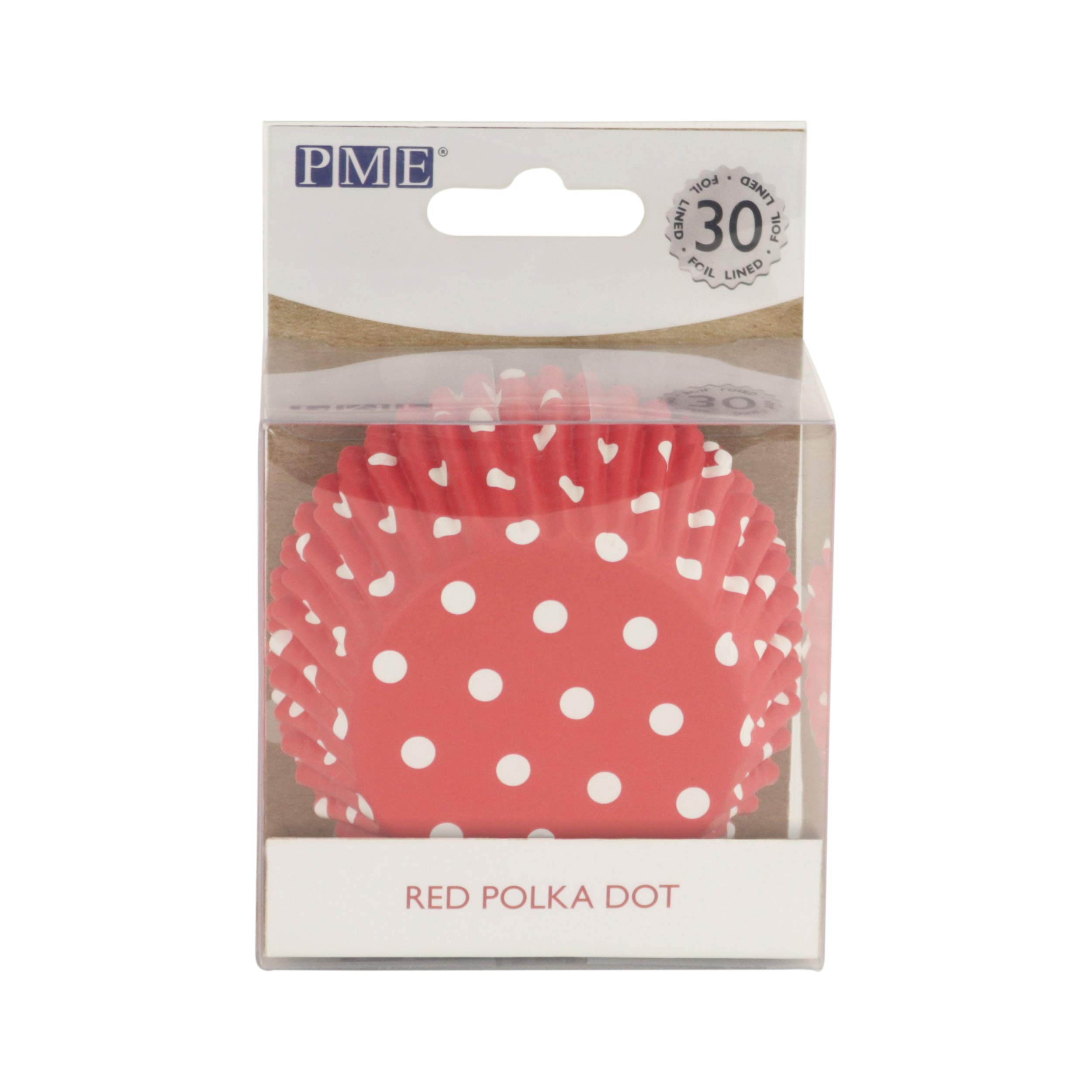 PME Red Polka Dot Cupcake Cases, Foil Lined, Pk/30, BC820