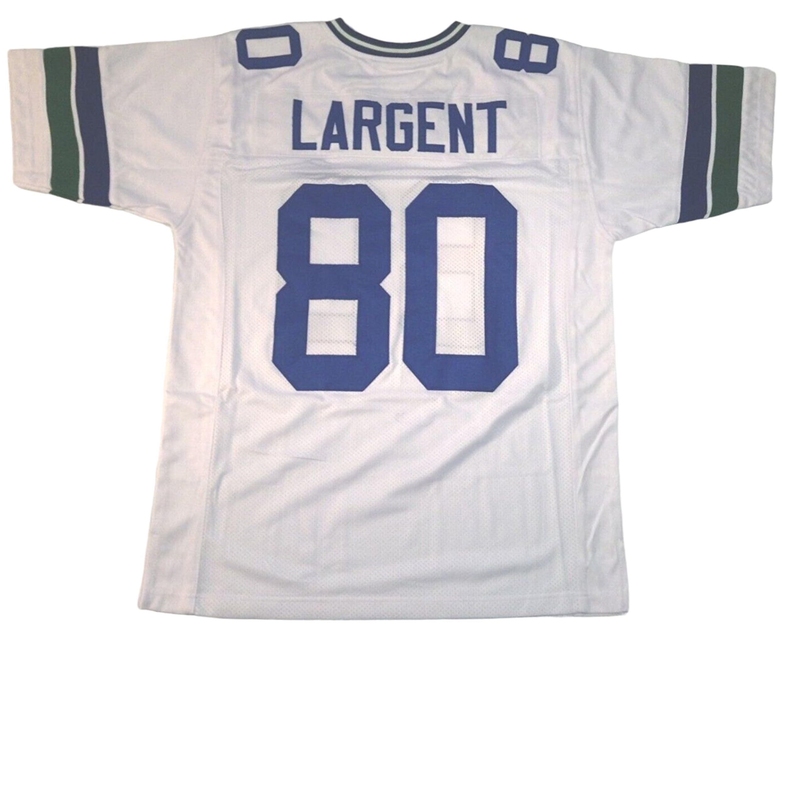 Steve Largent White Jersey Stitched Custom Football New No Brand/Logos (US, Alpha, Large, Regular, Regular, White)