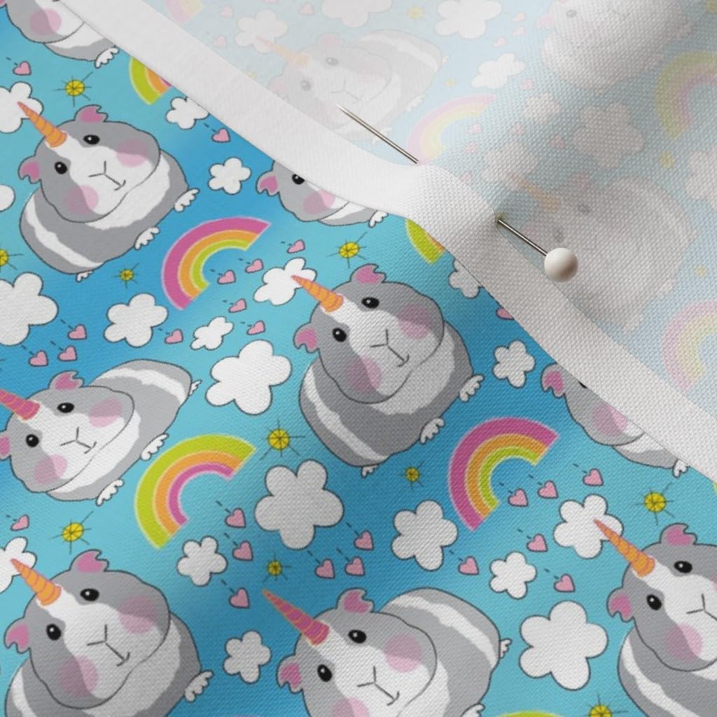 Spoonflower Fabric - Tiny Guinea Pigs Rainbows Pig Cute Animal Unicorn Unicorns Rainbow Printed on Petal Signature Cotton Fabric by The Yard - Sewing Quilting Apparel Crafts Decor
