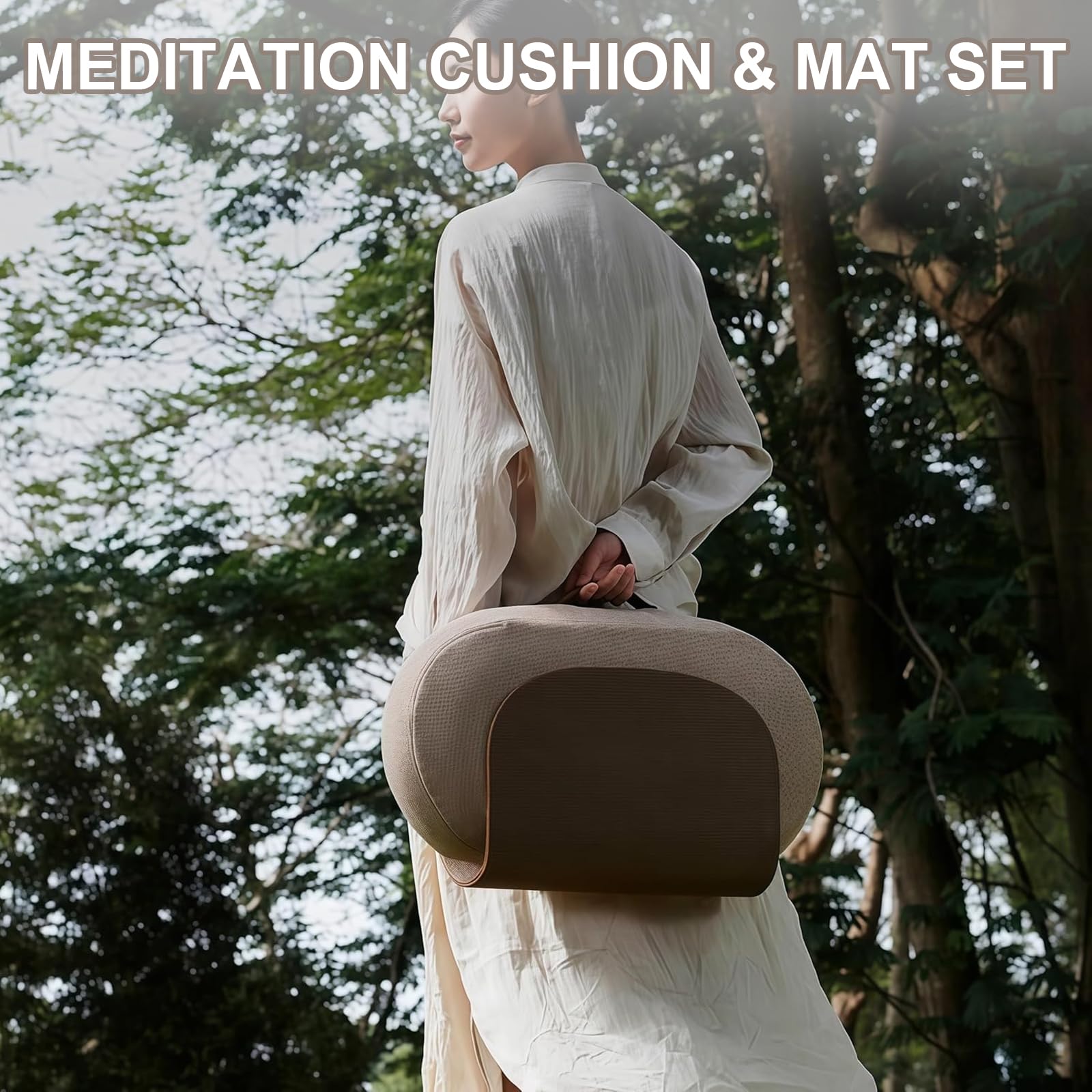 Set di cuscino e tappetino da meditazione pieghevoli, design ergonomico per supporto suddiviso in zone, fibbia magnetica per apertura e chiusura rapida, allevia intorpidimento e dolore