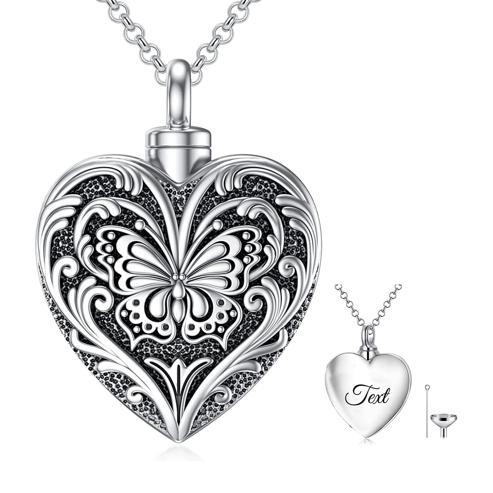 SOULMEET Einäscherungsschmuck für Asche, Asche Anhänger, Memorial Kremation schmuck für Asche, Urnen Kette für Asche Medaillons Frauen Männer Sterling Silber