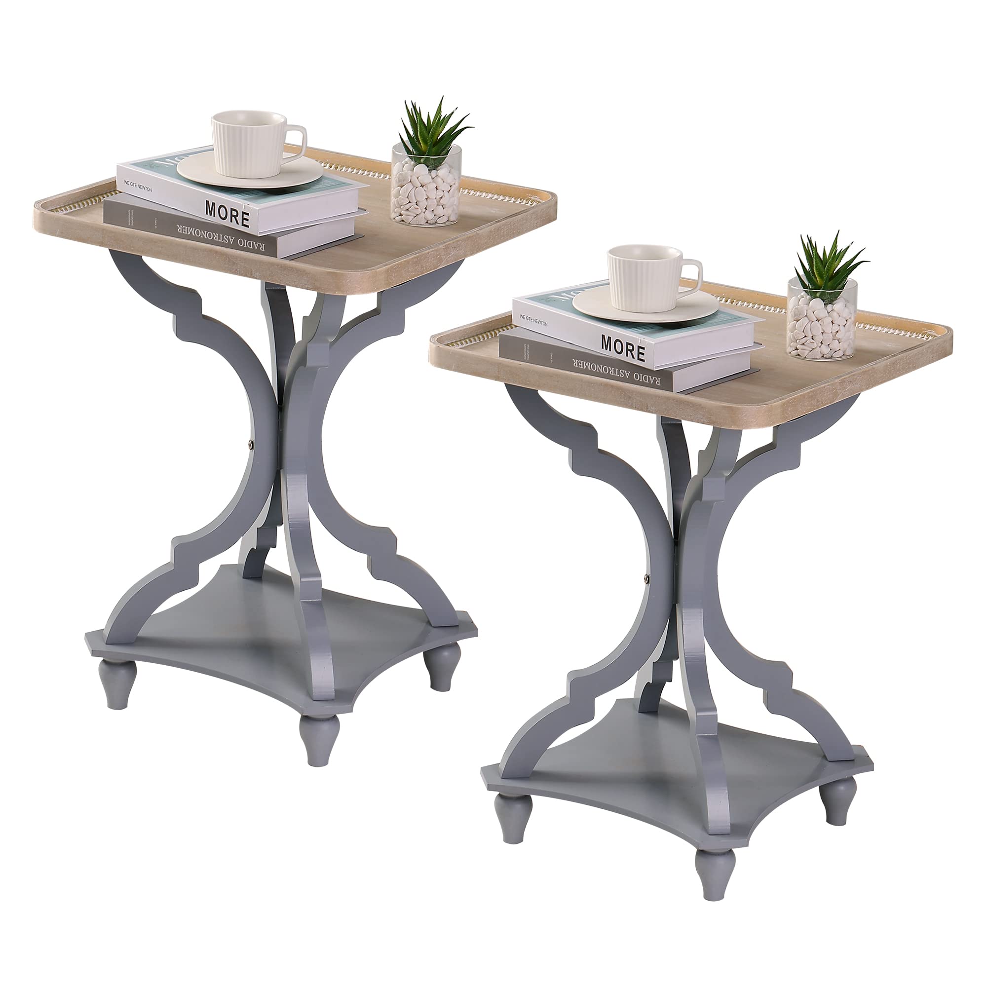 Wnutrees Farmhouse Accent End Table, Rustic Side Table Nightstands for