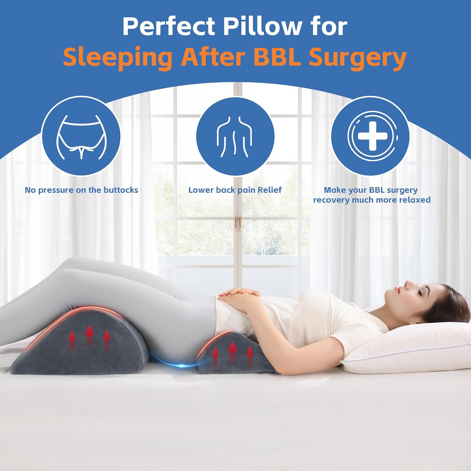 hombys bbl pillow after surgery for sleeping, lumbar support with leg wedge, 2 pcs set for brazilian butt lift surgery recovery, bbl recovery must haves,pain relief