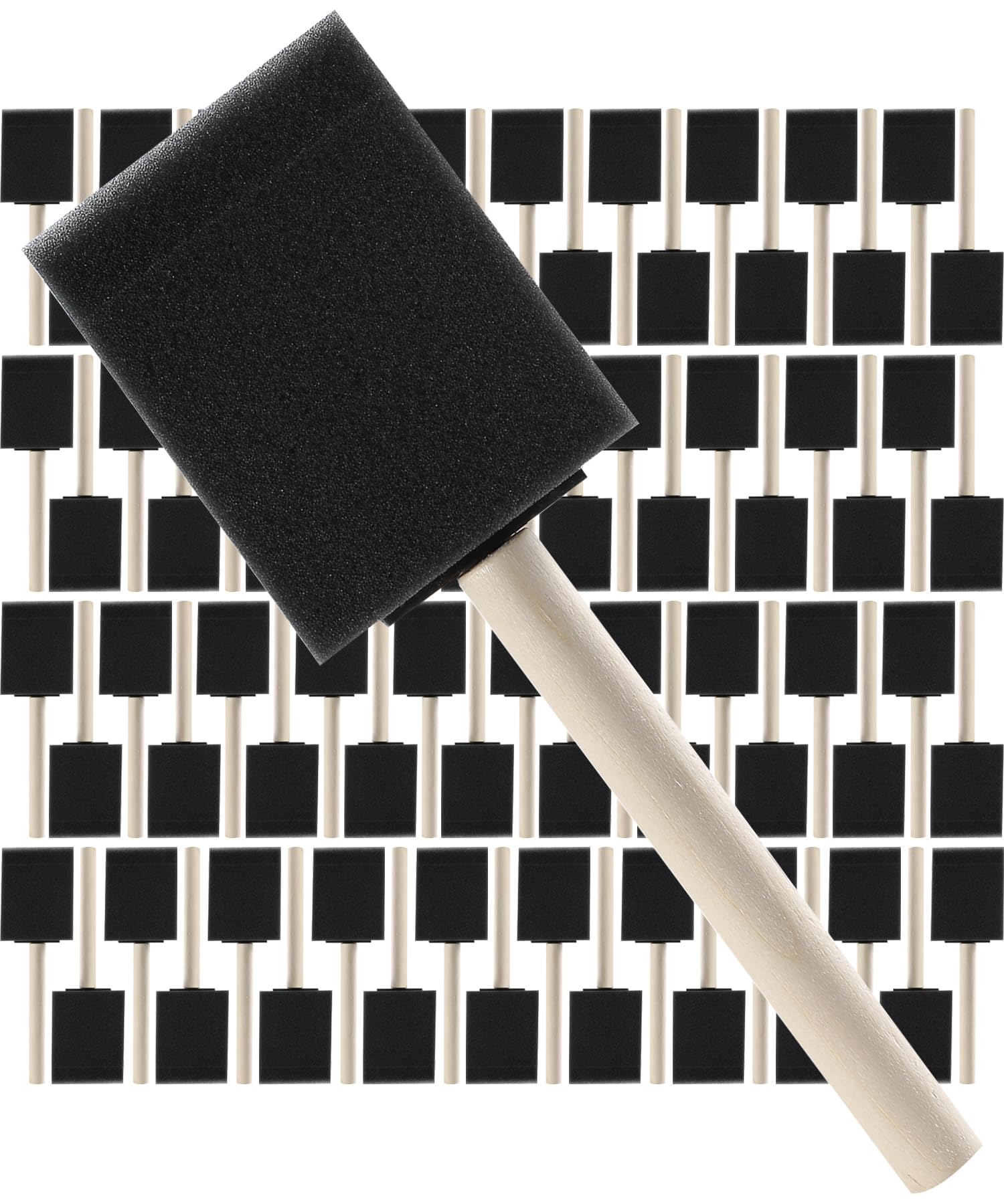 Bates- Foam Paint Brushes, 2 Inch, 75 Pack, Black Foam Brushes for Painting with Lightweight Wooden Handles