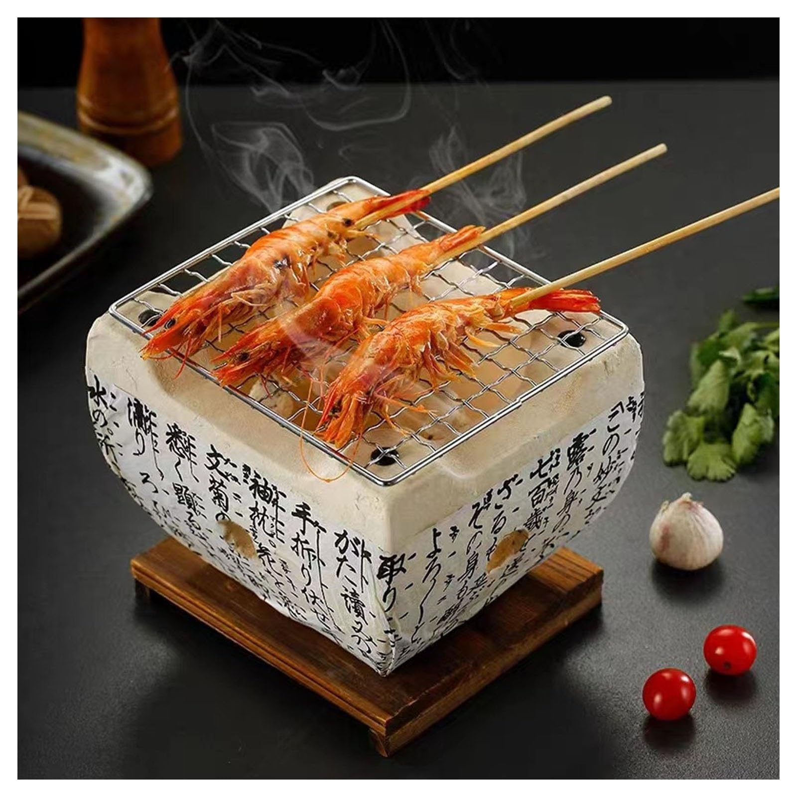 Poêle à barbecue de style japonais,barbecue portable Yakiniku Grill léger | Polyvalent Cuisine au charbon de bois, poêle à bois de camping plateau en bois for l'intérieur,le camping(11x11x10cm)
