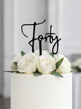 C451 Acrylic Forty Cake Topper,40th Birthday Cake Toppers, Forty Cake Topper, Forty Yrs old Anniversary Party Decorations Supplies for Women & Men