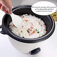 Vista 5 de Juego de 2 utensilios de cocina de plástico, cuchara antiadherente para servir y espátula resistente al calor para granos, 7.87 pulgadas (blanco)