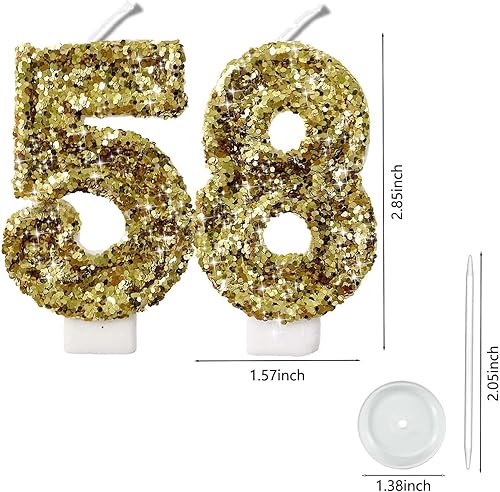 Miniatura 448 de Velas de números con purpurina de oro rosa de 2.8 pulgadas, muchos colores, regalos de cumpleaños de 22 años, velas de cumpleaños, velas de números