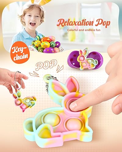 Miniatura 4 de Paquete de 36 huevos de Pascua rellenos y juguetes antiestrés para reventar, perfectos para niños y adolescentes, búsqueda de huevos de Pascua,