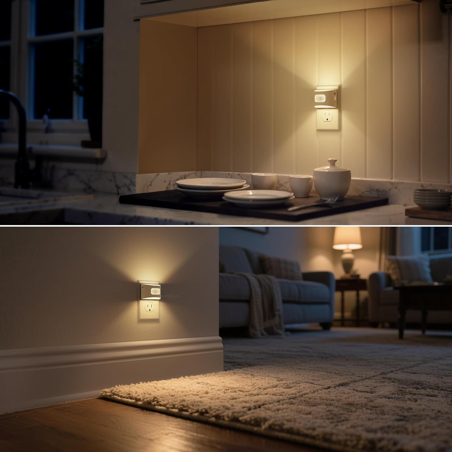 DORESshop LED Night Light[2 Pack], Night Lights Plug into Wall, 3 Mode Motion Sensor Night Light Plug in, Dusk to Dawn Sensor, Nightlights for Adults, Bedroom, Bathroom, Hallway, White Cover