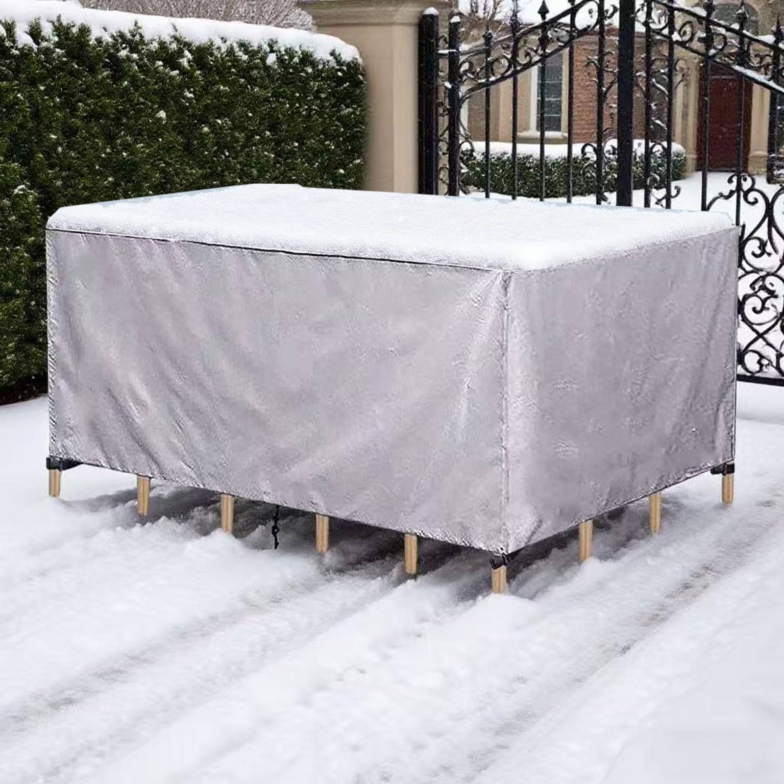 Copertura per Mobili da Giardino Rettangolare, 130x110x75cm/LxPxA 420D Oxford Coperture per Tavoli da Giardino Esterno, Copritavolo Tavolo Impermeabile Anti-UV, per Cortile Tavoli Sedie