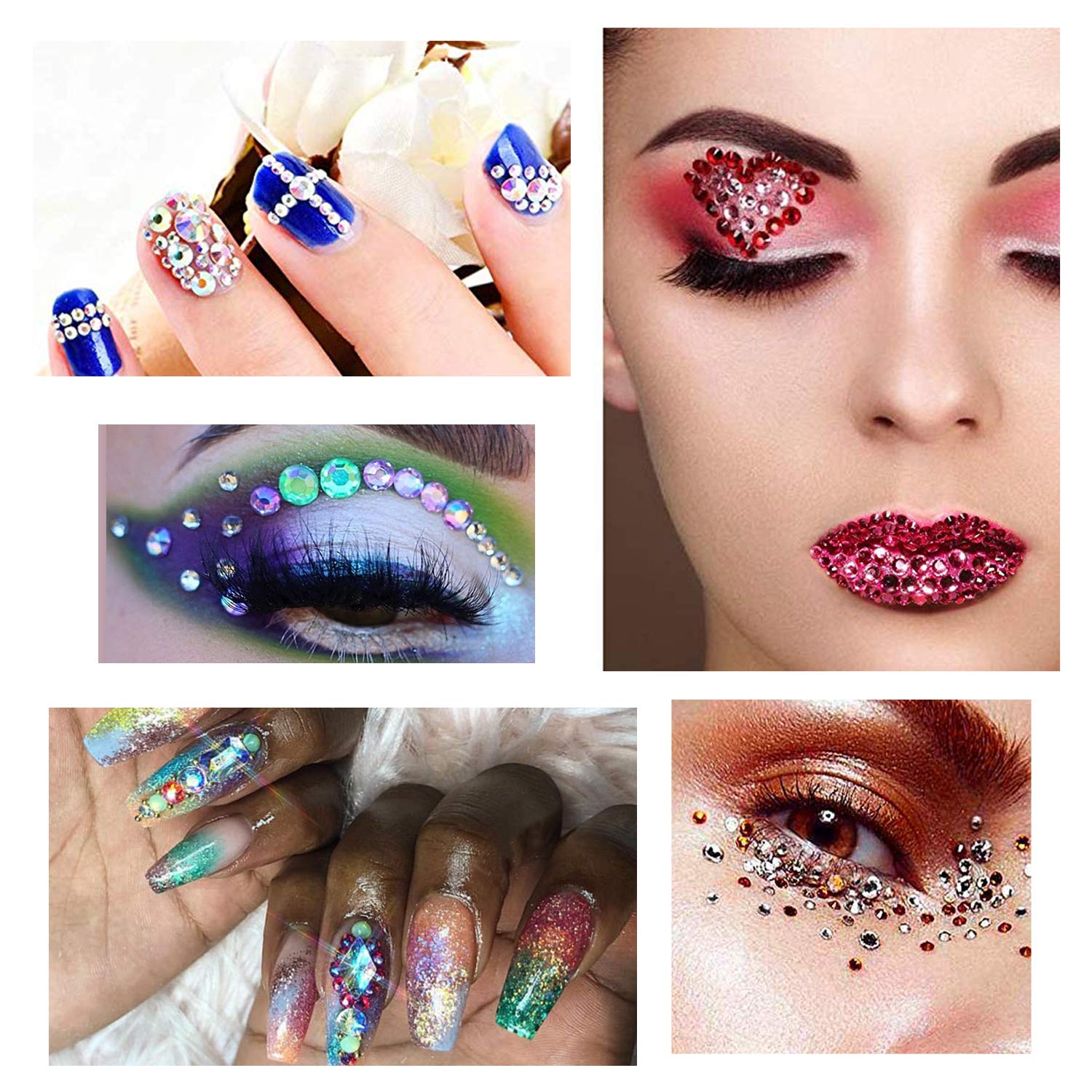 Sularpek 2542 stuks edelstenen stickers, 5 vellen zelfklevende edelstenen, acryl kristal edelstenen vellen, rode strass stickers voor ambachtelijke doe-het-zelf nagel gezicht nagel make-up decoratie