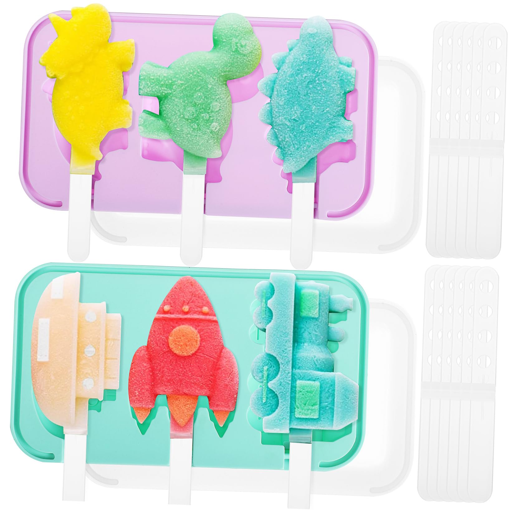 Lot de 2 Moules à Glace Silicone Réutilisables avec Couvercle Moule Glace Empilable pour Créer DIY une Ambiance Estivale