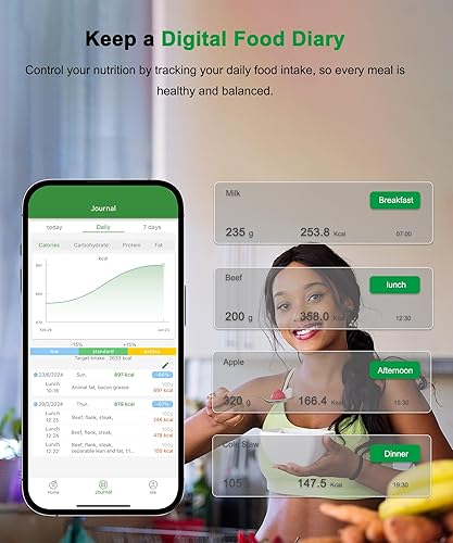 Miniatura 4 de Ataller Báscula inteligente de nutrición alimentaria, báscula digital de cocina con aplicación inteligente para planificación de comidas,