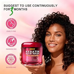 LSKINBATH Keratin & Collagen Repair Hair Mask for Damaged Hair | Deep Conditioner Revives Dry, Frizzy, Bleached & Color-Treated Hair | With Argan Oil & Biotin | Treatment for Split Ends | 500ml