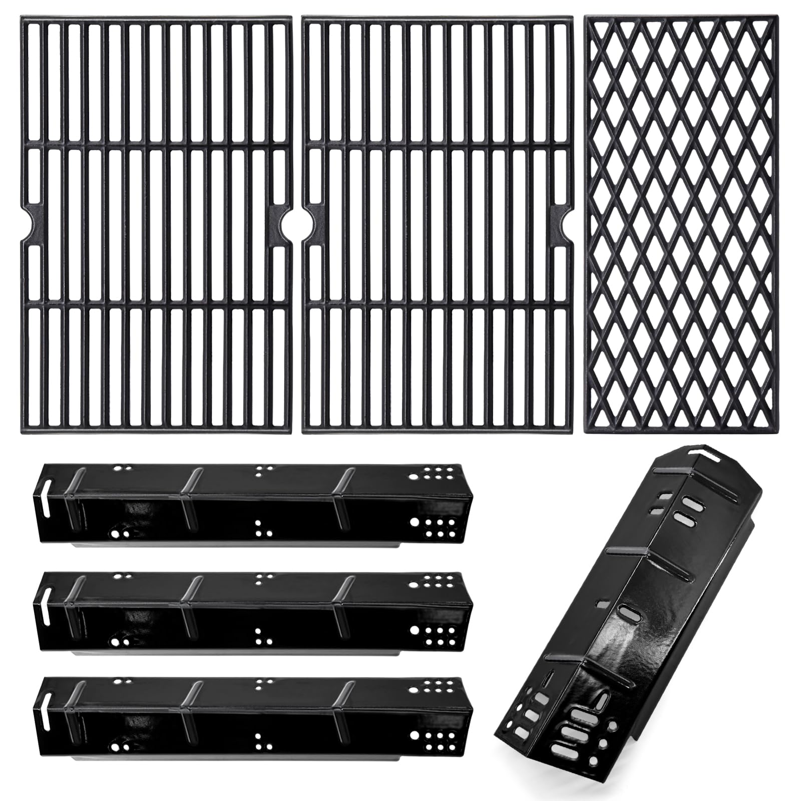 Photo 1 of Hiorucet Grill Replacement Parts for Dyna Glo 4 Burner DGH450CRP, DGH450CRP-D, 70-01-911 Cast Iron Grill Grates, 70-02-411, 70-02-412 Porcelain Steel Heat Plates, Grill Parts Kit for Dyna-Glo Grill