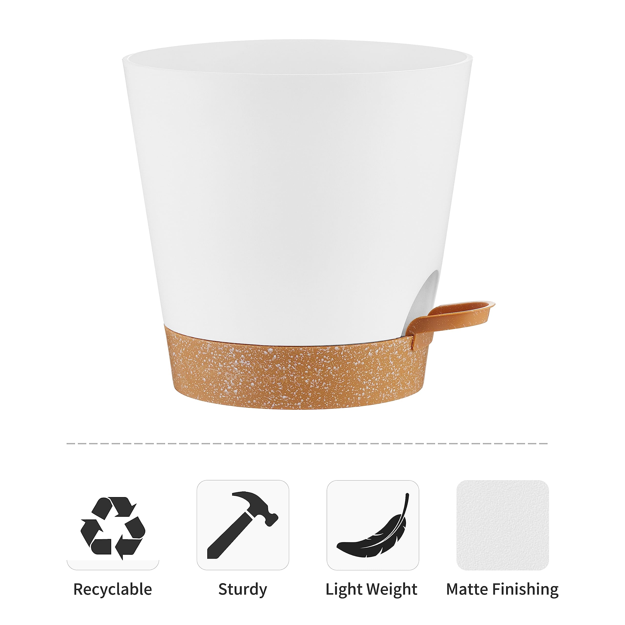 FaithLand 2-Pack 9 Inch Planter Pots for Indoor Outdoor Plants Self Watering Flower Pots with Deep Reservoir, White with Terracotta … - Image 4