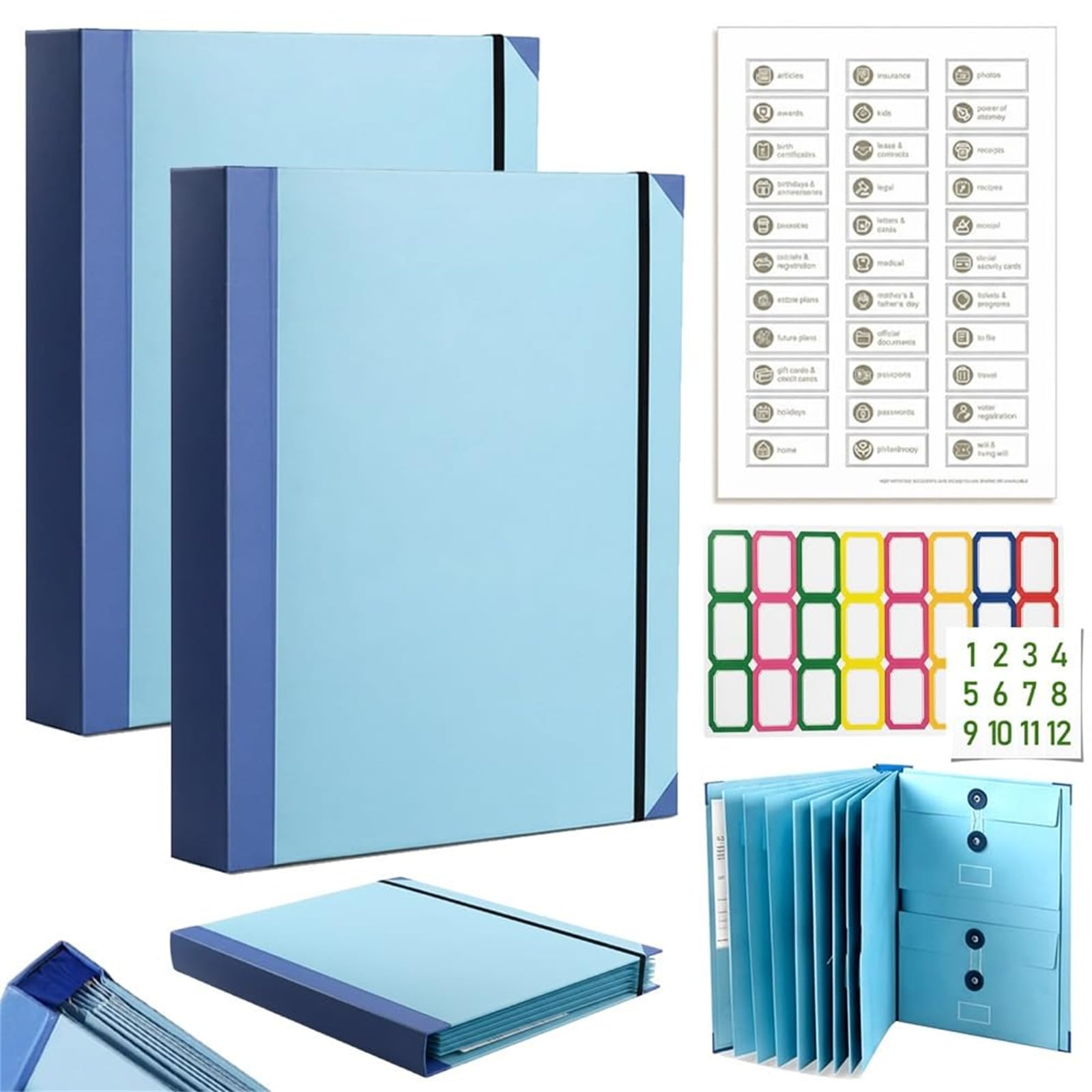 in Case I Die Binder, The Life Book Document Organizer, in Case I Go Missing Binder for Important Document Folio Multipurpose Portable File Folder for Work Office School Home (Thin Version,Blue 2pcs)