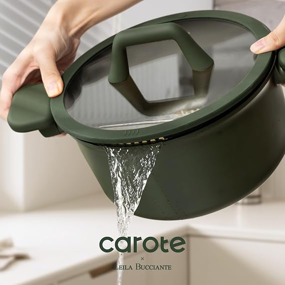 CAROTE 31pcs Pots and Pans Set, Nonstick Cookware Set | Egg Pan, Steamer & Durable Silicone Utensils, Even Heating, All-Stovetop Compatible, Green