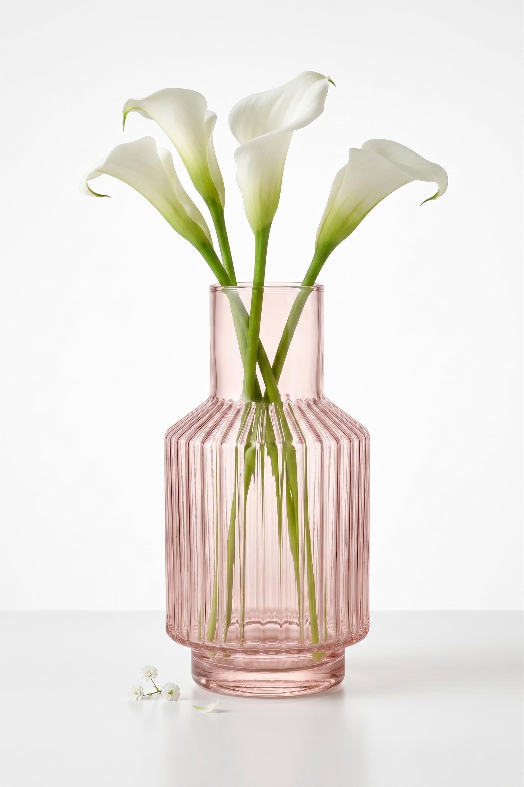 Hand Blown Short Wide Ribbed Glass Flower Vase Handmade Decorative Pot for Home Decor Living Room Centre Table Gifting India-image-16