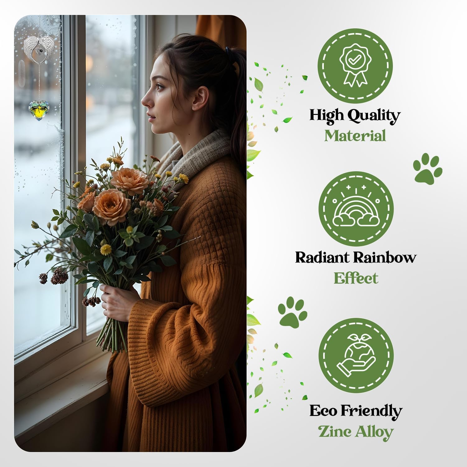 Memorial Sympathy Gift Box for Dog Loss - Pet Memorial Clear Crystal Ball Grief Suncatcher for Loved One, Thoughtful Dogs Remembrance, Rainbow Maker, Hanging Ball Prisms Gifts (Pet Suncatcher) - Image 4