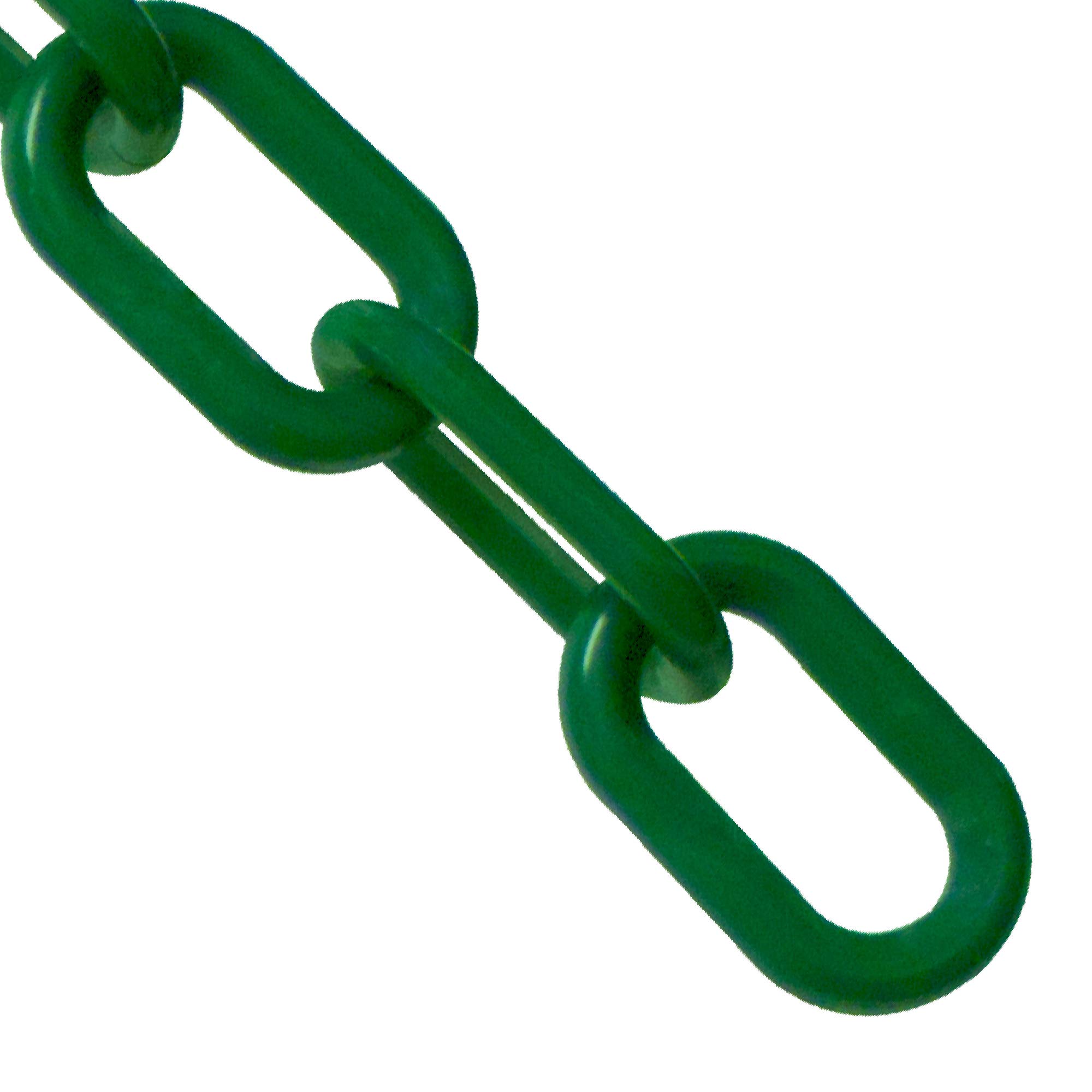 Green Safety Chain Mr. Chain Plastic - 50 Foot 2-Inch Links Barrier Chain
