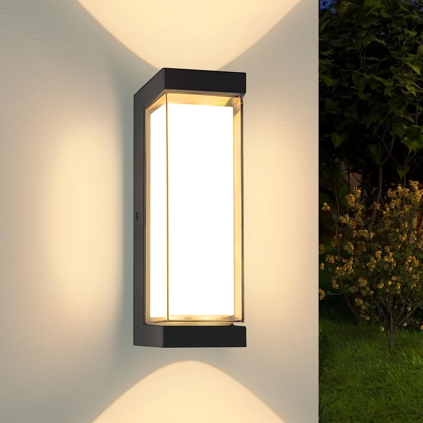 YindaLux 24W LED Outdoor Lighting Fixtures, IP65 3000LM Exterior Front Porch Light, Black 3000K Wall Sconce Lamp, Waterproof Wall Lantern, Anti Rust Aluminum Outside Lantern for House, Doorway, Garage — image 1