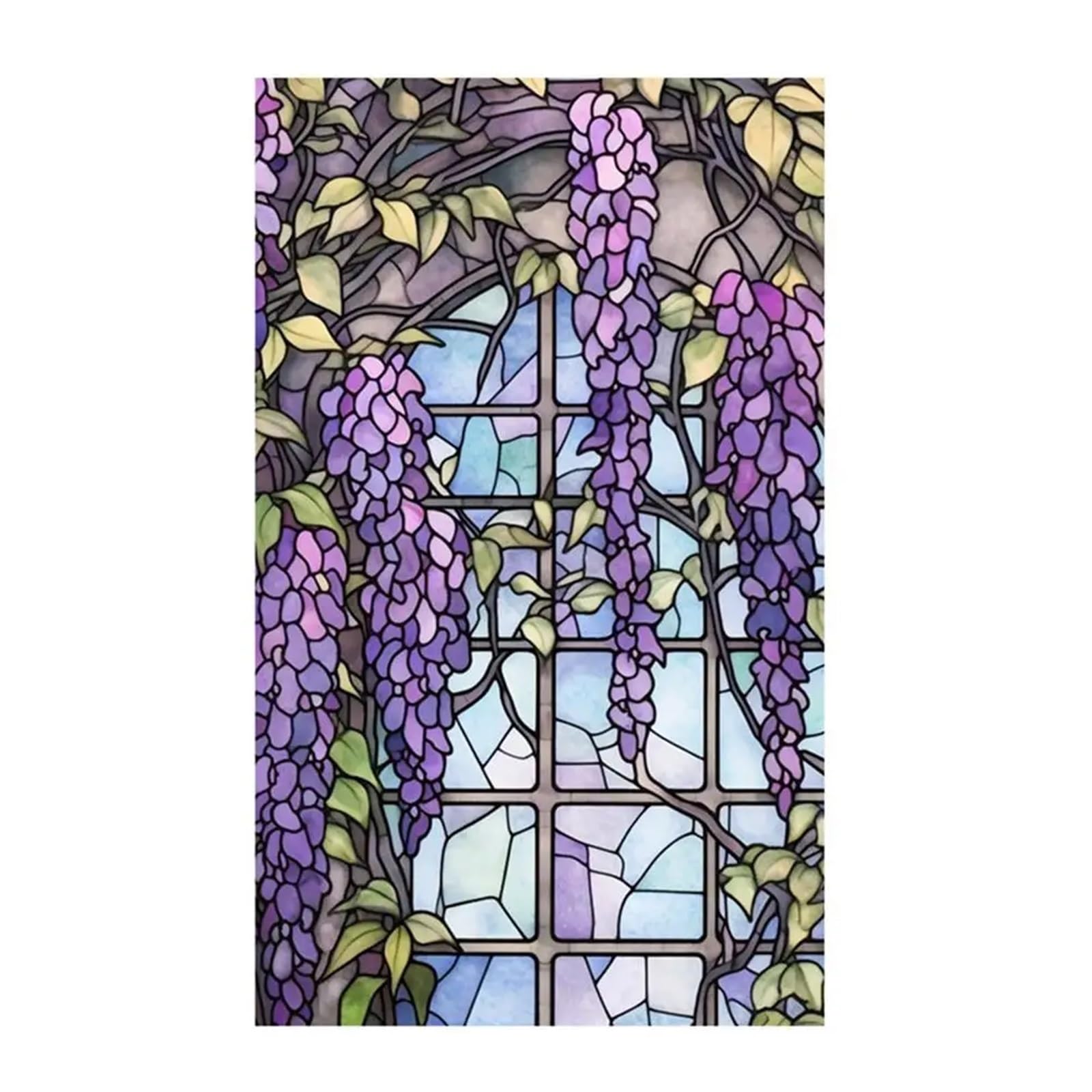 Window Film Electrostatic Glass Stickers,Privacy Violet Pattern Stained Glass Static Cling Non Adhesive Frosted Privacy (45X100cm)