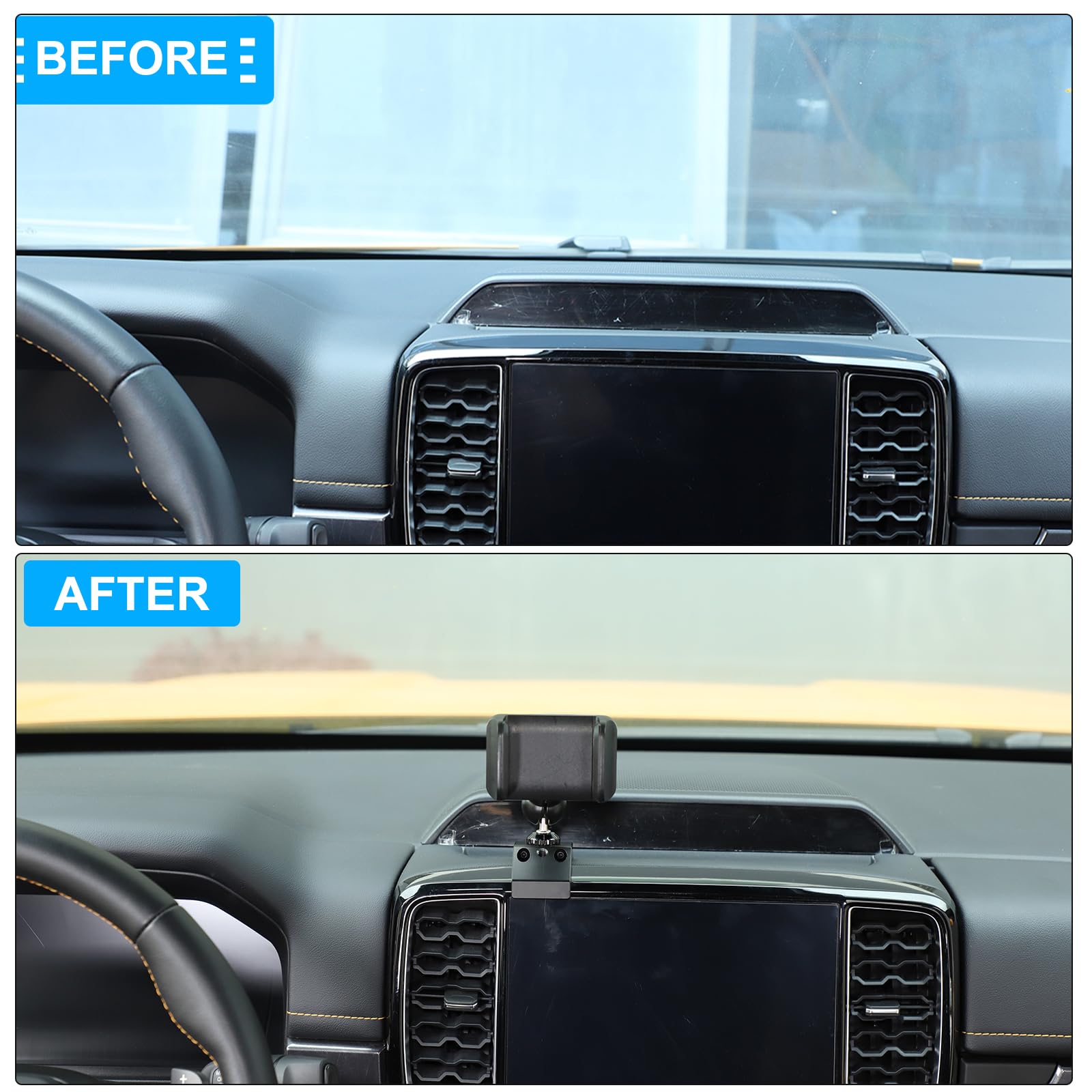 Handyhalterung für Ford Ranger ab 2023, Spezieller Peanut-Socket Clip für Lüftungsdichtung, Navigationsbildschirm Obere Befestigung, 1-Form/B-Design, Magnetisch, Keine Blockierung der Lüftung (A)