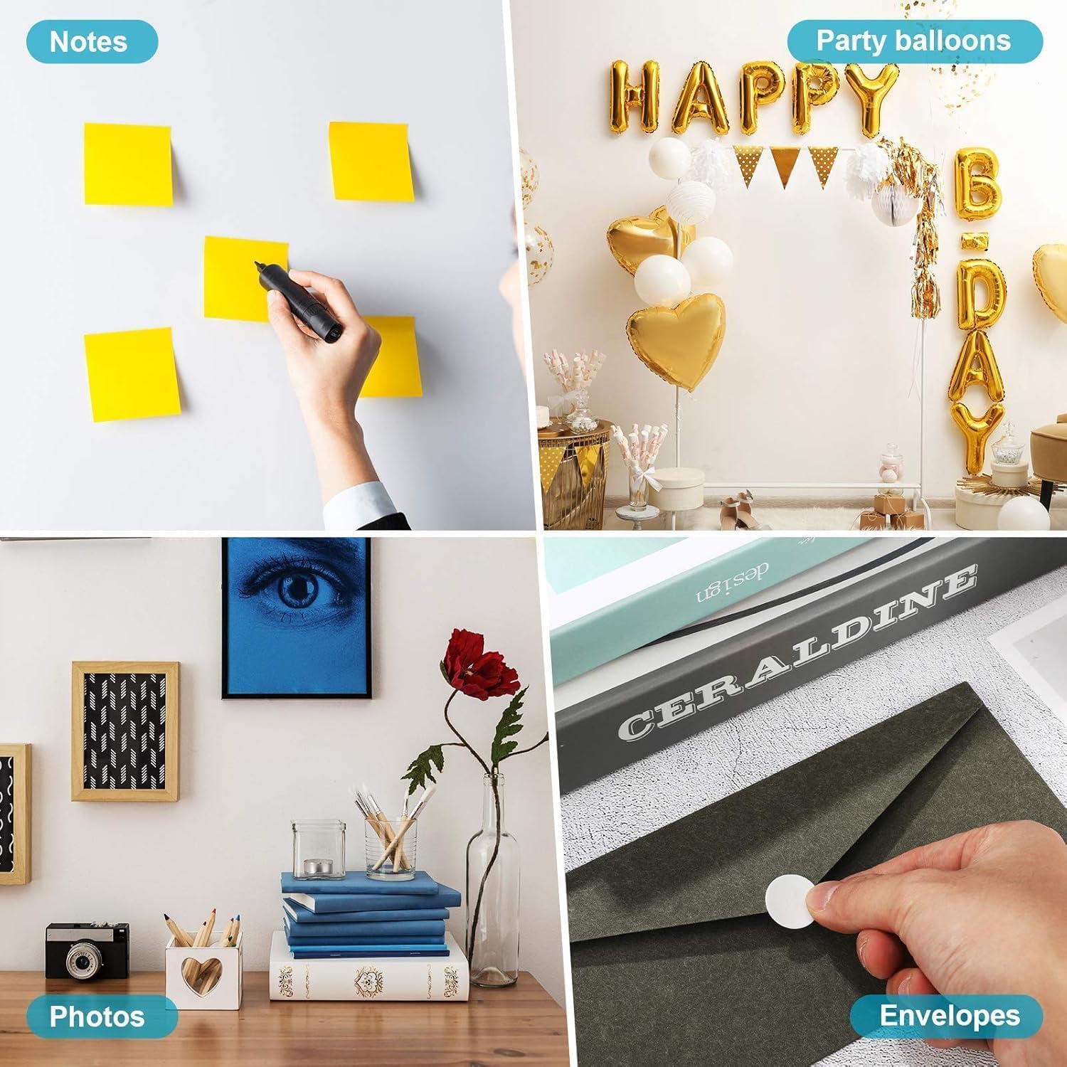 Piercell 80 pcs Clear Sticky Tack Adhesive Poster Putty, Removable Gel Glue Dot Stickers, No Trace Mounting Putty for Wall Hanging Picture, Balloons Festival Party Decoration 4
