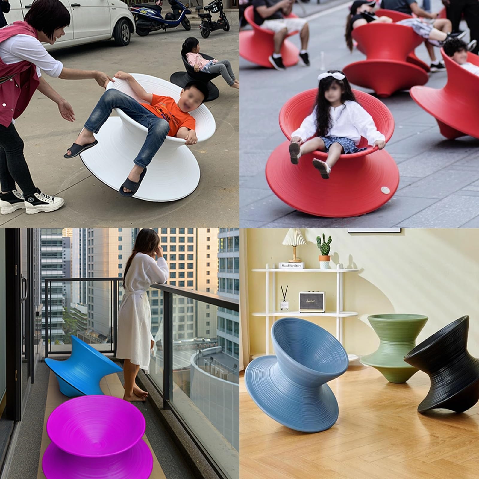 MZZKFC 19.3 in Hight Children's Gyro Swivel Chair, 6-8 Years Old Boys Girls 360° Spins Stool, Large FRP Kids Sense Sports Equipment Wear-Resistant & Non Slip(Red)